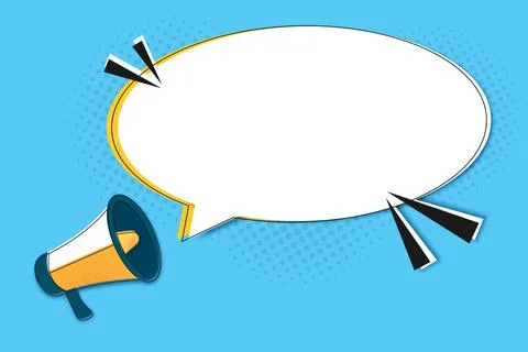 Megaphone and an empty speech bubble. Communication or announcement concept Stock Illustration