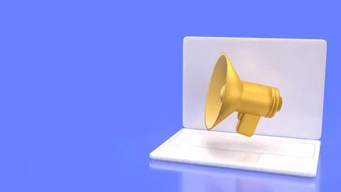 The Megaphone and microphone for Pod cast or social media 3d render. Stock Illustration