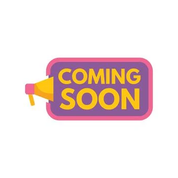 Megaphone announcing coming soon promotion banner Stock Illustration