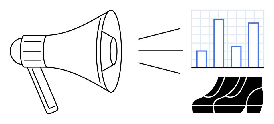 Megaphone Announcing Data Insights with Bar Graph and Audience Concept 스톡 일러스트