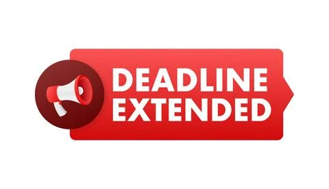 Megaphone announcing deadline extended message red banner Stock Illustration