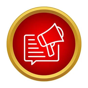 Megaphone announcing important message in speech bubble icon Stock Illustration