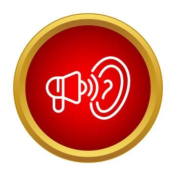 Megaphone announcing information to human ear icon Stock Illustration