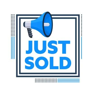 Megaphone Announcing Just Sold Inside a Square Frame Illustrazione stock