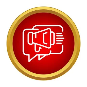 Megaphone announcing marketing message in speech bubble icon Stock Illustration