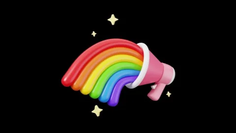 Megaphone Announcing Pride Month with Liquid Rainbow Splash Motion. Stock Footage 340283540