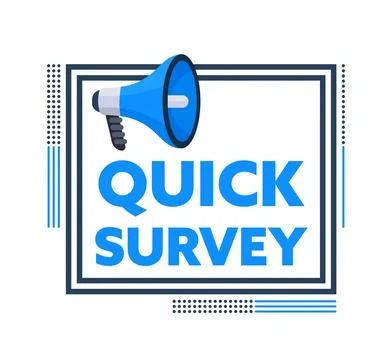 Megaphone announcing quick survey for collecting customer feedback Stock Illustration