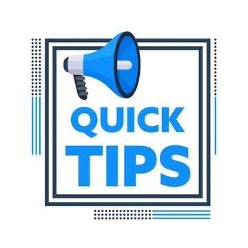 Megaphone Announcing Quick Tips inside a Square Frame Stock Illustration