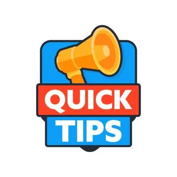 Megaphone Announcing Quick Tips inside a Badge Stock-Illustration