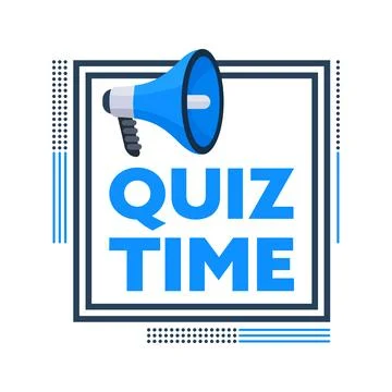 Megaphone Announcing Quiz Time Inside Square Frame Stock-Illustration
