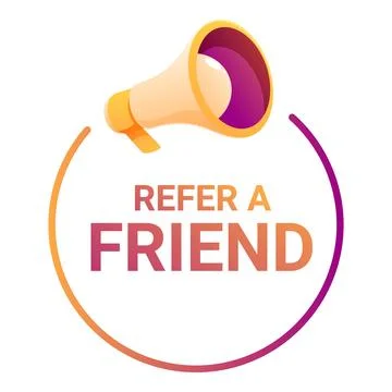 Megaphone announcing refer a friend program with gradient circle 스톡 일러스트