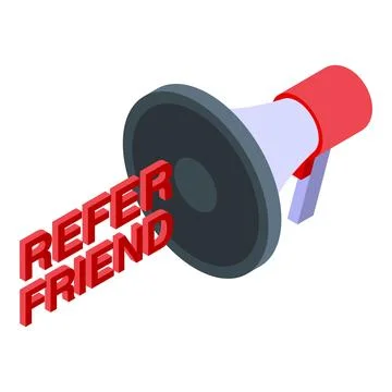 Megaphone announcing refer a friend program with loudspeaker 스톡 일러스트