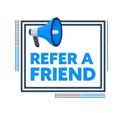 Megaphone announcing refer a friend program Stock-Illustration