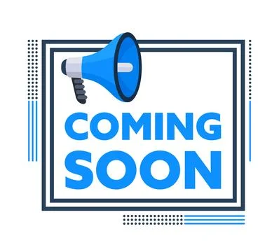 Megaphone announcing something coming soon inside a frame Illustrazione stock