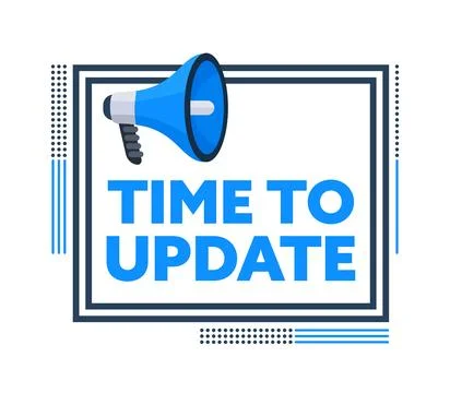 Megaphone Announcing Time to Update with Modern Geometric Frame Stock-Illustration