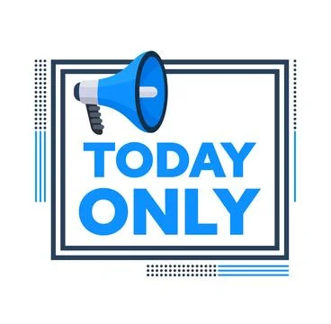 Megaphone Announcing Today Only Offer with Modern Geometric Frame Иллюстрация