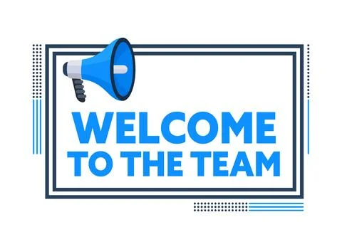Megaphone Announcing Welcome to the Team Message inside a Speech Bubble 스톡 일러스트