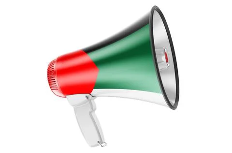 Megaphone with Arabic flag, 3D rendering Stock Illustration