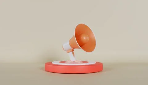 Megaphone with arrow icon targets a 3D illustration symbolizing Illustration