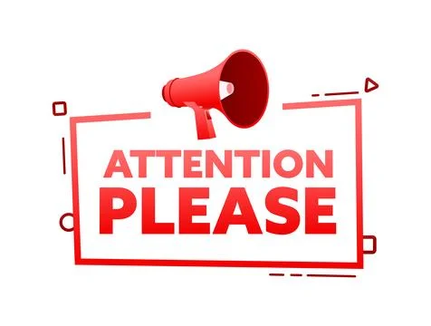Megaphone with Attention please speech bubble banner. Promotion and advertising Stock Illustration