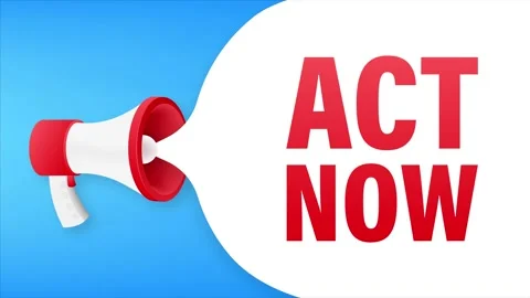 Megaphone banner with Act now speech bubble. Banner for business. Motion Stock Footage 160873710