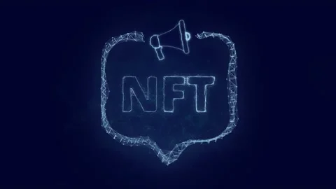 Megaphone banner with speech bubble and text nft. Plexus style of green glowing Stock Footage 171398204