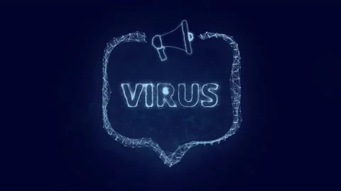 Megaphone banner with speech bubble and text virus. Plexus style of green Stock Footage 171398586