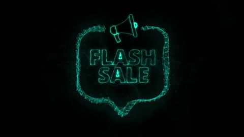 Megaphone banner with speech bubble and text flash sale. Plexus style of green 動画素材 171399124
