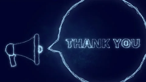 Megaphone banner with speech bubble and text thank you. Plexus style of green Stock Footage 171399160
