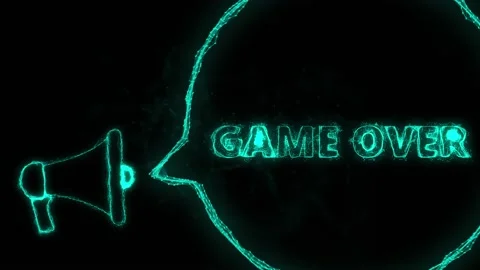 Megaphone banner with speech bubble and text game over. Plexus style of green Stock Footage 171400096