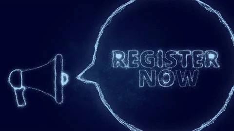 Megaphone banner with speech bubble and text register now. Plexus style of green 動画素材 171400230