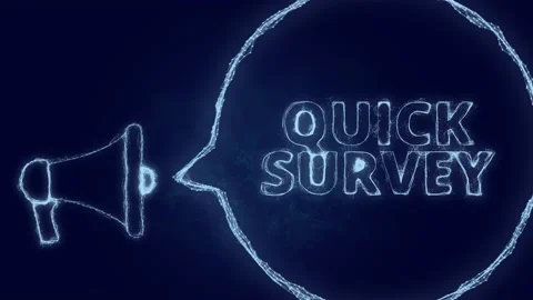 Megaphone banner with speech bubble and text quick survey. Plexus style of green Stock Footage 171400390