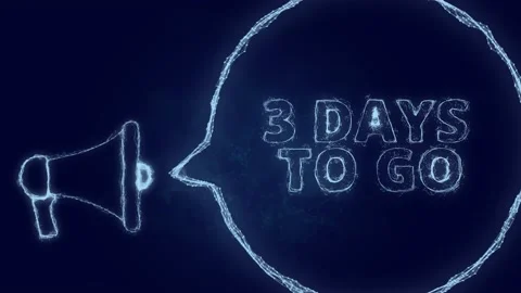 Megaphone banner with speech bubble and text 3 days to go. Plexus style of green Stock Footage 171400518