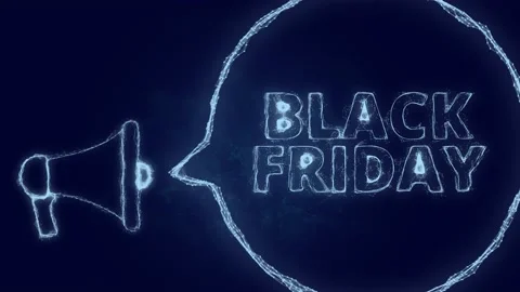 Megaphone banner with speech bubble and text black friday. Plexus style of green Stock Footage 171400702
