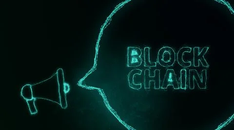 Megaphone banner with speech bubble and text block chain. Plexus style of green イラスト素材