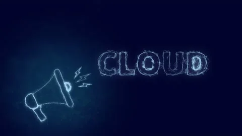 Megaphone banner with text cloud. Plexus style of blue glowing dots and lines Stock Footage 171397908