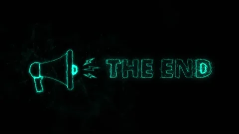 Megaphone banner with text the end. Plexus style of green glowing dots and lines Video stock 171397727