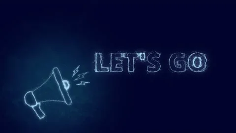 Megaphone banner with text let's go. Plexus style of blue glowing dots and lines Stock-Footage 171397559