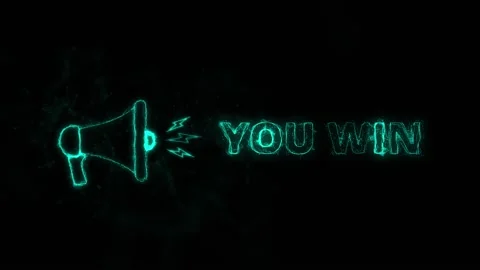 Megaphone banner with text you win. Plexus style of blue glowing dots and lines Stock Footage 171397883
