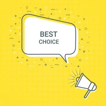 Megaphone With Best Choice Speech Bubble. Loudspeaker. Illustrations For Stock Illustration