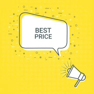 Megaphone With Best Price Speech Bubble. Loudspeaker. Illustrations For Stock Illustration
