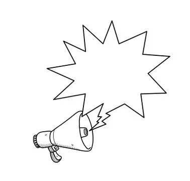 Megaphone With Blank Text Bubble Doodle Stock Illustration