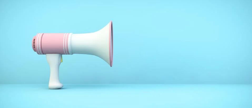 Megaphone on blue background Stock Illustration