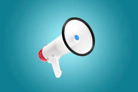 Megaphone on blue background Stock Photos