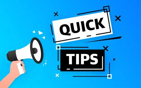 Megaphone blue banner with quick tips sign. Vector illustration. Stockillustratie
