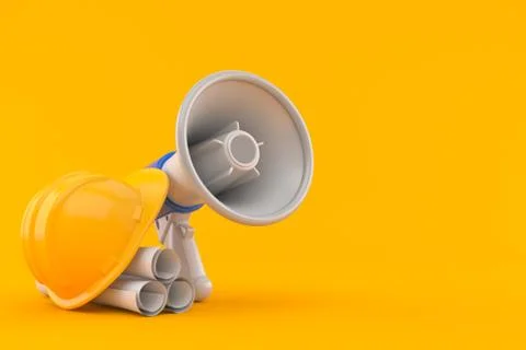 Megaphone with blueprints Stock Illustration