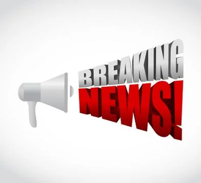 Megaphone breaking news 3d text message sign Stock Illustration