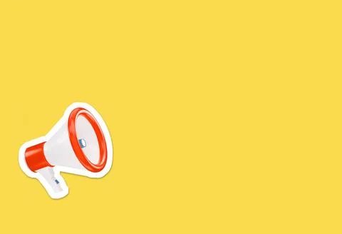 Megaphone on bright yellow background with copy space Stock Illustration