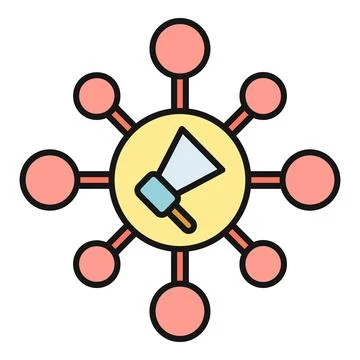 Megaphone broadcasting message to connected network nodes Stock Illustration