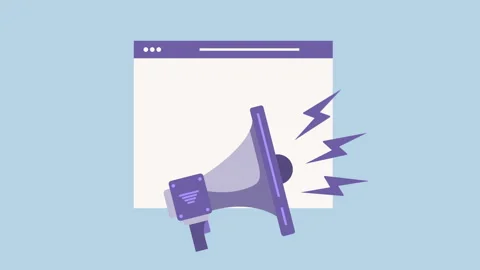 Megaphone Broadcasting from Web Browser 2d Animation with Alpha Matte Stock Footage 334994054